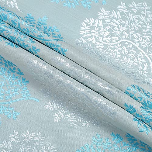 Image of Homestan Jacquard Long Door Curtains 9 Feet Long Set of 1, Elegant Screen for Door with Grommet for Home Decor (9x4 Feet, Aqua)