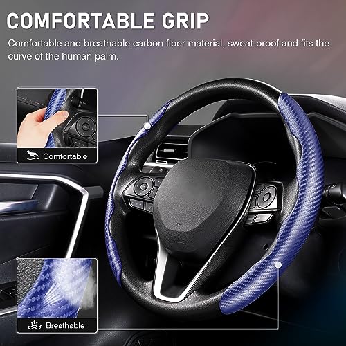 Image of Cartist Steering Wheel Cover, Carbon Fiber Steering Wheel Cover for Men /Women, Anti-Slip, Comfortable Grip, Durable, Universal for 99% Car Interior Accessories (Dark Blue)
