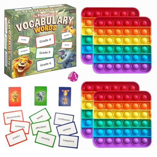 THE FIDGET GAME Vocabulary Words, Flash Card Game, Grade 4-6, Ages 9-12, Develop Communication and Reading Comprehension Skills, Fidget Mats, Learning Guide & PDF Workbook Included