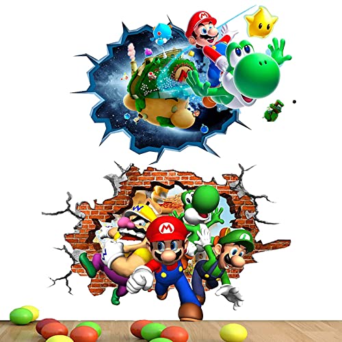 Super Mario Bros Enfants Amovible Sticker, Décorations Murales Super Mario, Mario Décoration Murale Porte, Convient pour Chambre à Coucher, Salon, Chambre d'Enfant, Etc Cover