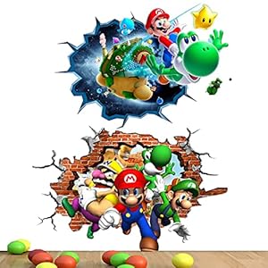 Muursticker mario poster, wanddecoratie super mario, muursticker super mario bros, geschikt voor kinderkamer, slaapkamer…
