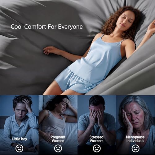 Image of Bedsure Lightweight Cold Blanket for Summer, Bed Cooling Blanket Queen Size for Hot Sleepers, Ice Cool Essentials for Hot Nights, Breathable Thin Bedding for Teens, Adults, Dark Grey, 90 inch x 90 inch