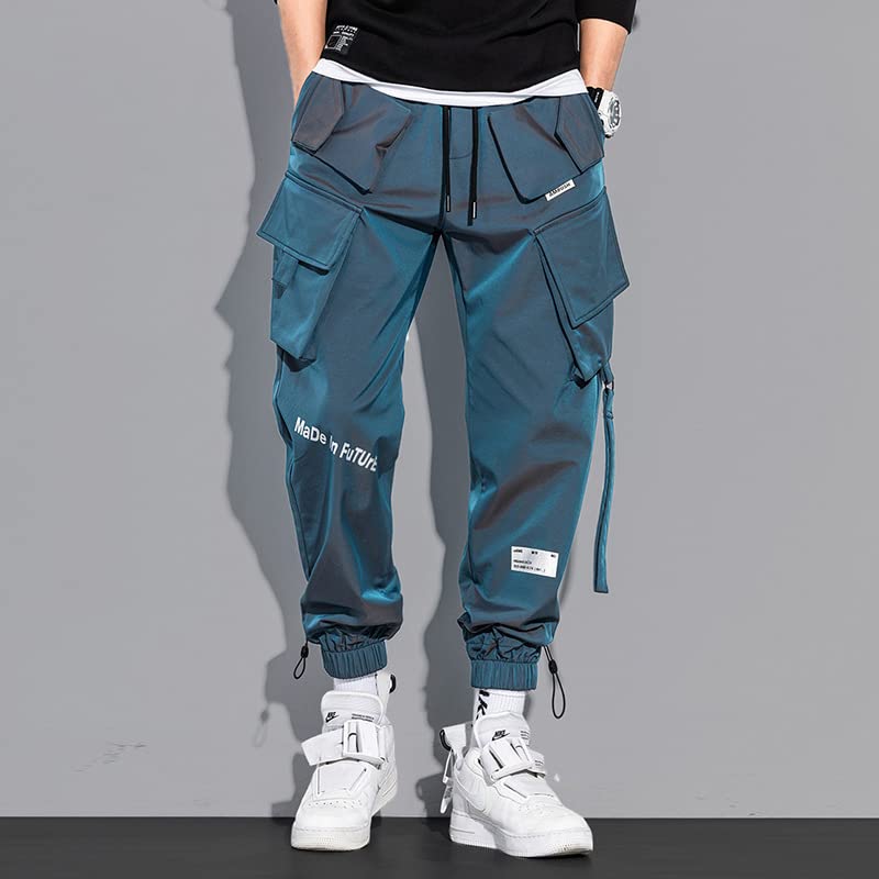 AAPAH Reflective Black Casual Cargo Pants Men Streetwear Korean Harem Trend Loose Trousers Techwear Male Pantalon3