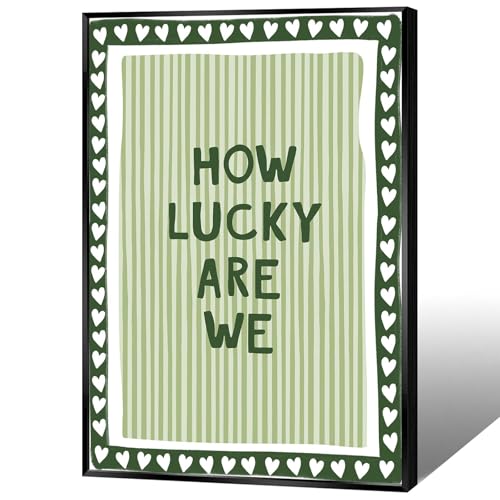 KIJDID How Lucky Are We Canvas Wall Art Trendy Green