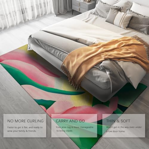 Tapis abstrait floral coup de pinceau 120x150cm tapis de salon haut de gamme - 5