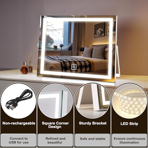 Espejo de Maquillaje LED de 14 Pulgadas con Luz y Marco Metálico miniatura 6