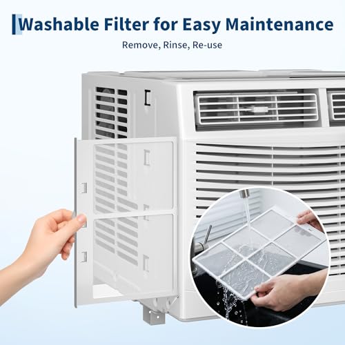 Image of Garvee 6000 BTU Window AC Unit with Remote Control, Cools Rooms up to 250 Sq Ft, 3 Cooling & Fan Speeds Quiet Operation, Digital Display WIFI, Easy Install Kit, for Bedroom, Office