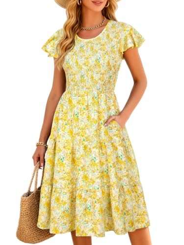 Image of Berydress Summer Dresses for Women 2026 Casual Boho Smocked Midi Sundress