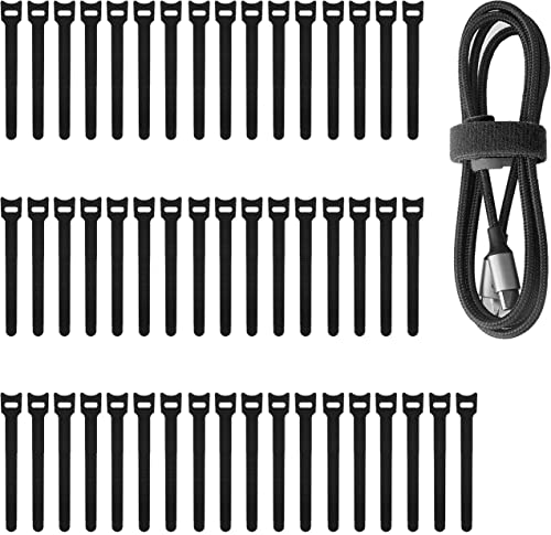 Pasow 50pcs Reusable Fastening Adjustable Cable Ties Wire Management (6 Inch, Black)