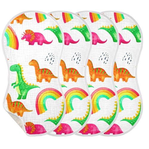 Dinosaur Rainbows Doodles White Baby Burp Cloths Cotton Washcloths Absorbent Soft Burping Rags for Baby Girl Boy Muslin Burp Cloths 1 Pack3