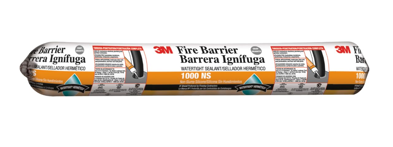 3M Fire Barrier Water Tight Sealant 1000 NS, Gray Color, Non-Slump, Ready-To-Use, Single Component, Neutral Cure, 20 fl oz Sausage Pack
