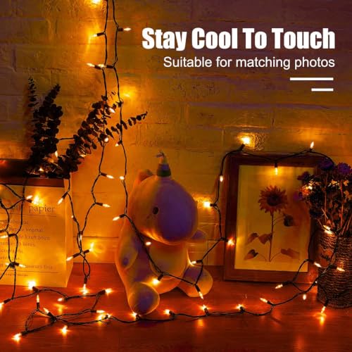 Image of 2Pack Orange Outdoor Halloween Lights, 39Feet 100 LED Mini Lights with 8 Lighting Modes, Connectable Halloween String Light Plug in for Garden Patio Haunted House Ghost Holiday Lighting Decoratio