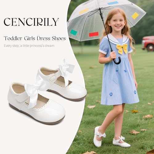 CENCIRILY Toddler Little Girls Flower Dress Shoes Mary Jane Ballet Flats Party School Bowknot Princess Wedding Shoes2