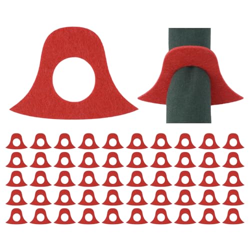 URROMA Serviettenringe für Weihnachten, Rot, Filz, Glöckchen,...