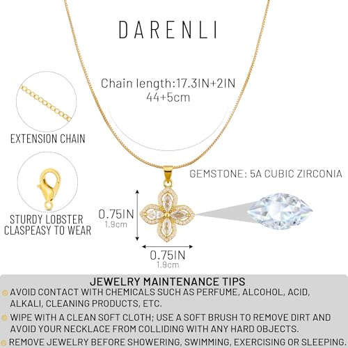 18K Gold Plated Diamond Four Leaf Clover Necklace for Women – Adjustable Chain with Sparkling CZ Pendant, Elegant and Lucky Fashion Jewelry Gift2