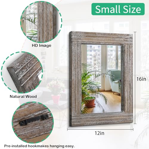Miroir mural rustique au cadre en bois vieilli style campagnard - 8