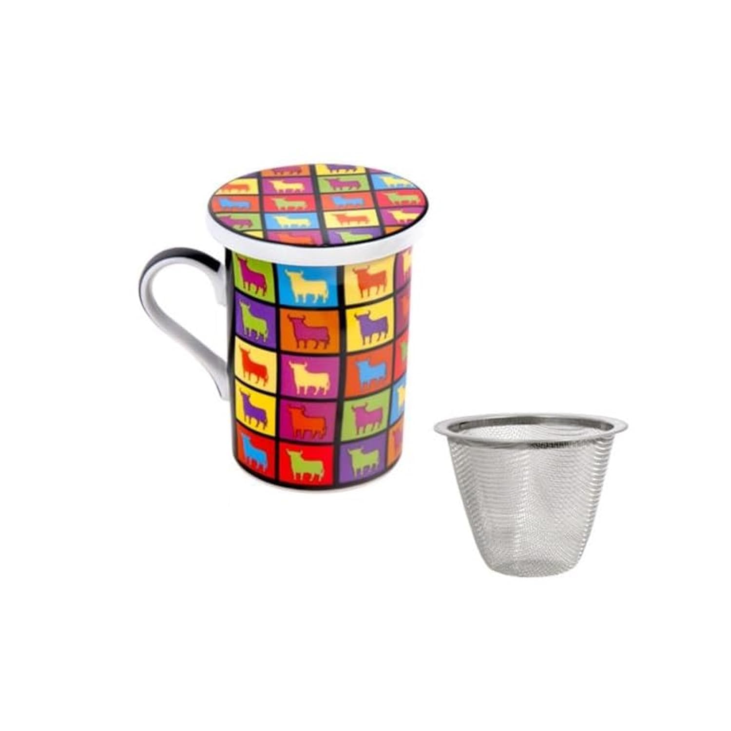 Mugs d'infusion taureau Warhol lot de 4 tasses de 10x7x10 cm avec couvercle inclus