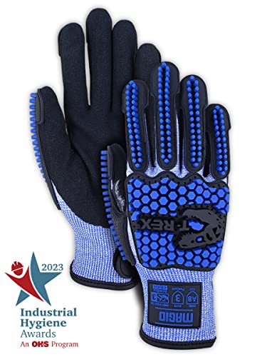 Image of MAGID T-REX Flex Series Extremely Lightweight AeroDex Technology VersaTek Grip Palm Coated Impact 3 Glove - Size 9 /L-ANSI Level A8-1 Pair Blue