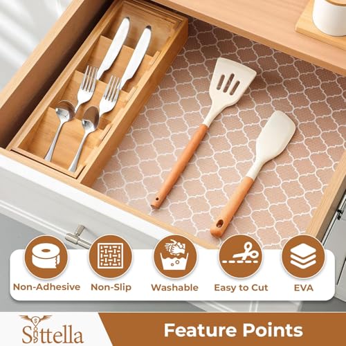 Image of SITTELLA (45cm x 10 m) Food-Grade Anti-Slip Washable Kitchen Drawer & Shelf Liner | Multipurpose Waterproof Fridge, Table & Cabinet Mat | Non-Toxic, Cuttable & Reusable(White net)