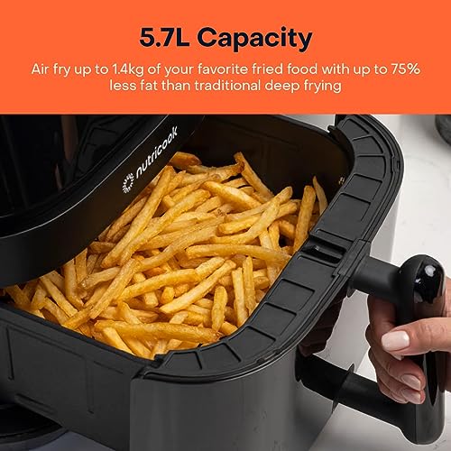 Nutricook Air Fryer 3 Vision with Clear Window and Internal Light by Caliber Brands,  5.7L, Air Fry, Roast, Bake, Dehydrate & Reheat, 6 Presets, AF357V, Black, 1700 Watts, 2 Year Warranty