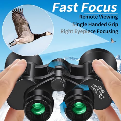 Image of PISEZ 20X50 Binoculars for Adults High Powered with Low Light Vision,Compact Large View Waterproof Binoculars for Bird Watching Hunting Concert Traveling Theater Opera Sightseeing