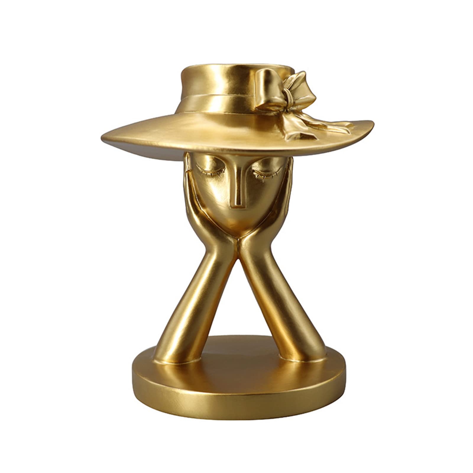 Tauzveok Modern Art Sculptures Statue with Hat Creative Minimalist Abstract Sculpture Handmade Bust Sculptures Living Room Office Decoration,Blue,17 * 14 * 14.5cm