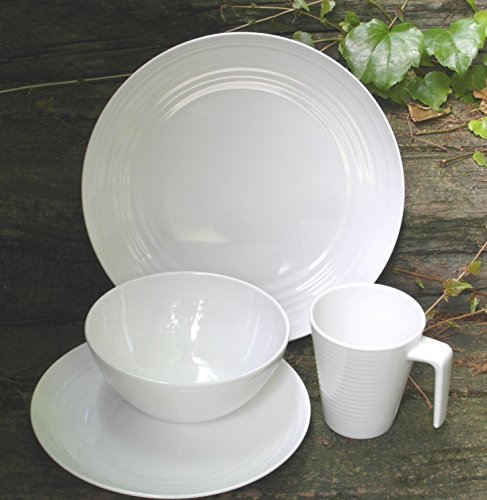 Melamine Camping Crockery Set 4 Pieces Seramika White 1 Person
