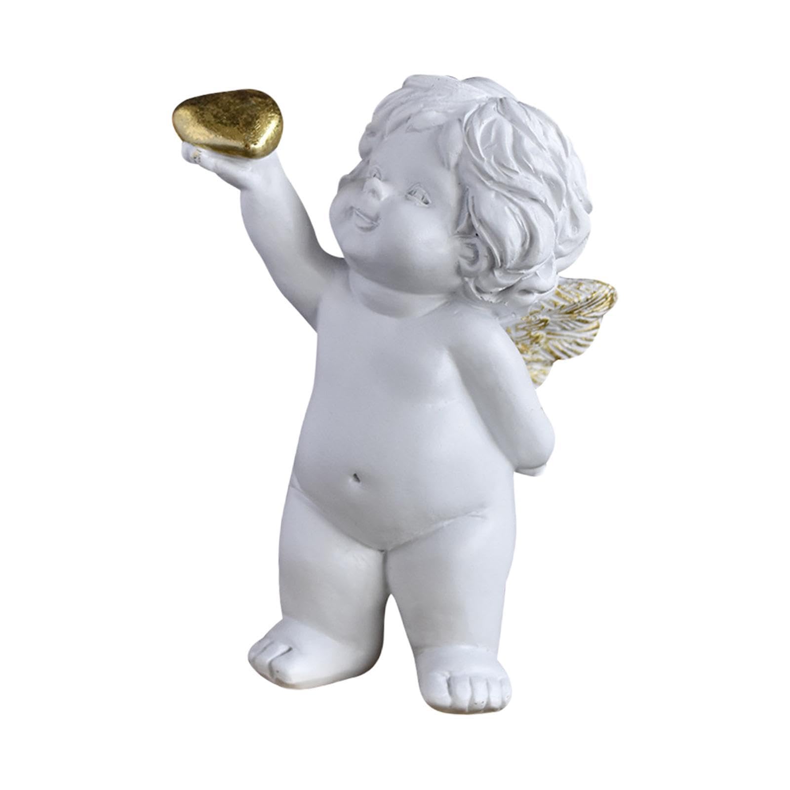 TWISAXC Desktop Angel Figurine for Creative Tabletop Ornament For Bedroom Or Entrance Cherub Sculpture Features for Creative And Cute Will Add Charming To Any, Style D