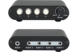 4-Way 3.5mm Stereo Audio Switch Input Signal Source Switcher