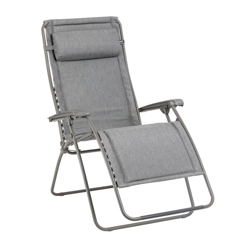 Lafuma Fauteuil Relax Transat Jardin - Chaise Longue Matelassé Zéro Gravité - XL - Rsx Clip XL - Lightcomfort® - Gris Ombre Mobilier