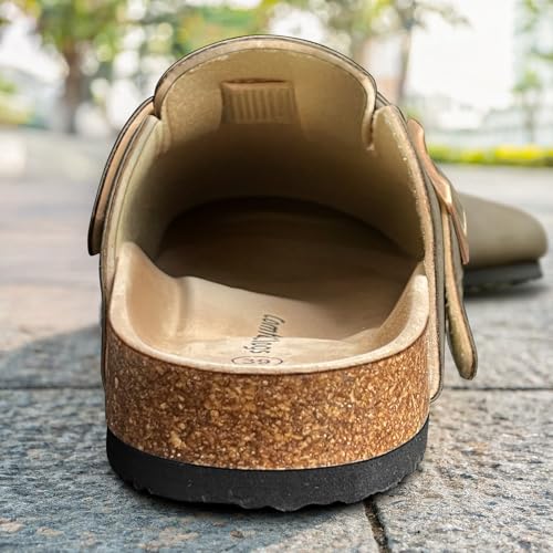 KEMISANT Men Clogs-Comfortable Suede Mules Slippers Sandals Nurse Potato Shoes Unisex-Cushioned Cork-Footbed3