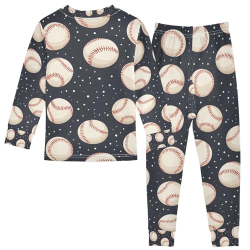 senya Small Baseball Black Space Pajamas Set Long Sleeve Soft Cotton Sleepwear 2 Piece2