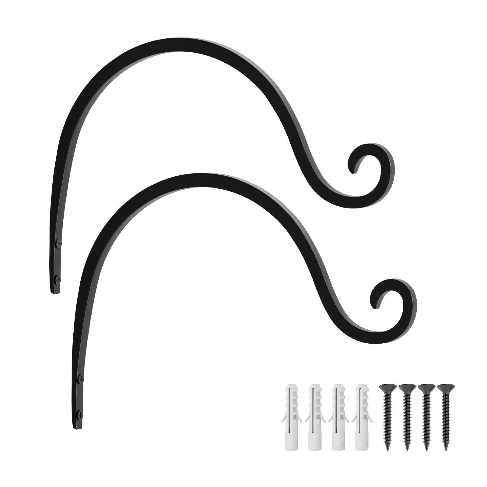 Bamworld Hanging Basket Bracket 2 Pack 20 cm Hanging Plant Holder with Ceiling Hooks Indoor Outdoor Plant Hangers for Bird Feeders Wind Chimes Plant Baskets Black