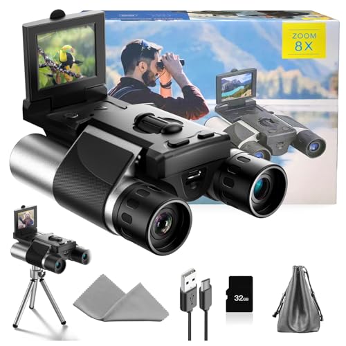 Digital Binoculars with Camera - 8X Digital Zoom, 2' LCD Display 40MP Camera 2.5K Videos Ideal for Concerts, Bird Watching, and Outdoor Adventures with 32GB SD Card - S555