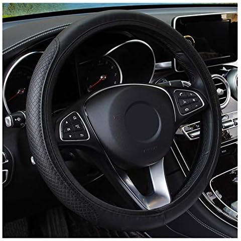 YLFC Leather Steering Wheel Cover Car-styling for Citroen c4 c5 Berlingo Picasso Xsara Picasso Aygo for Peugeot 206 207 307 (Color : Black) Cover