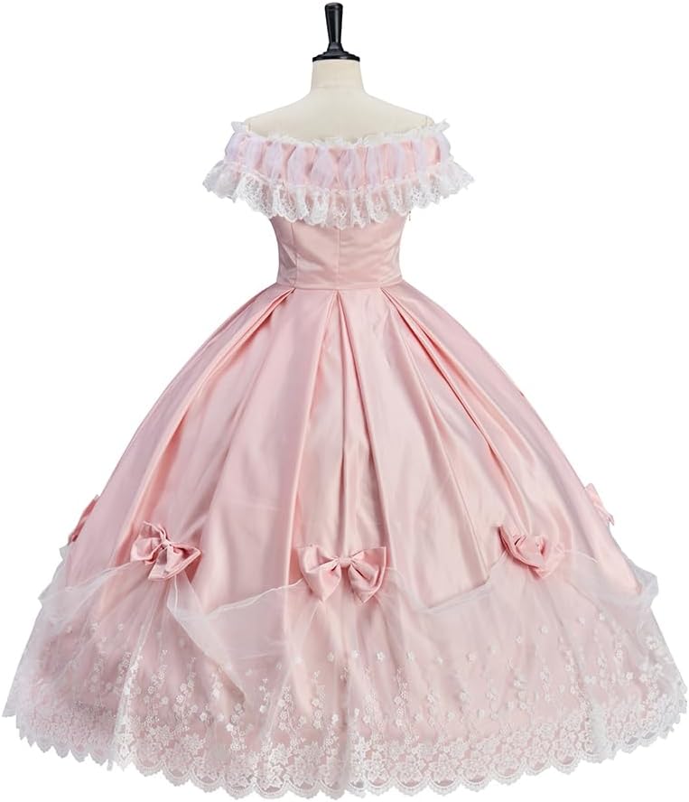 Women Southern Belle Renaissance Costume Pink Victorian 1860s Civil War Wedding Dress Rococo Ball Gown - Image 5