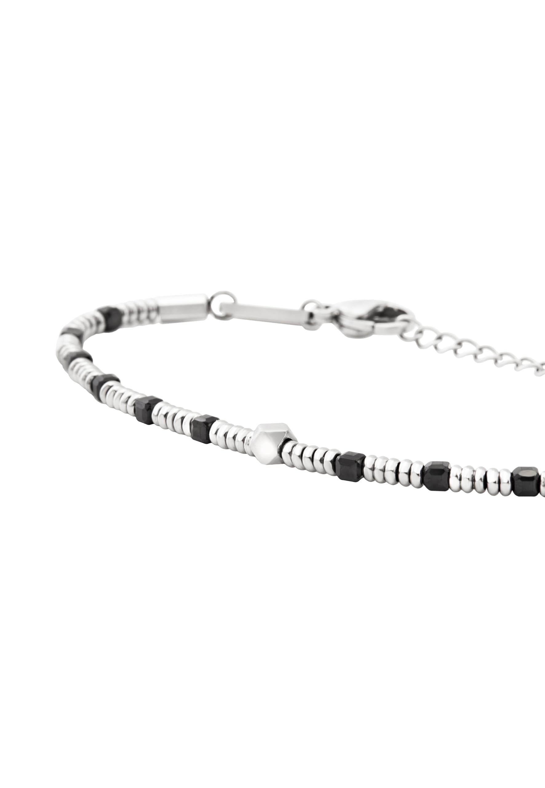 Breil, Collezione Priam, Bracciale Uomo in Acciaio con Dischi in Acciaio ed Elementi in Gemme, Chiusura a Moschettone, Lunghezza Regolabile 17-22 cm, Idea Regalo Uomo