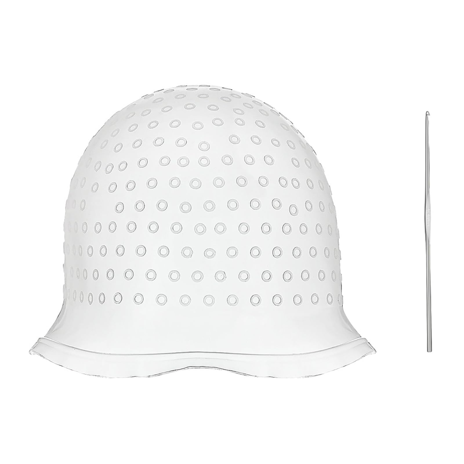 Cuffia per Meches,Cuffie per Meches Silicone Riutilizzabile con Ago a Gancio,Cappucci in Silicone per Tinture per Capelli Strumenti per la Colorazione dei Capelli Accessori per Salone e Casa(Bianco)