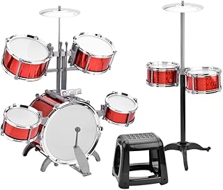 Btuty Drum Set Jazz Drum Kit with Stool 7 Drums Musical Percussion Instruments for Beginner Holiday Gifts Thickened PVC Dr...