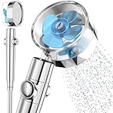 HYDROHEAD Duschkopf mit Schlauch und Filter gegen Kalk und hartes Wasser, Wassersparender Duschkopf Druckerhöhung (Start-Stop-Knopf), universell passend, energiespar Duschkopf mit Turbo Propeller