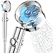 Produktbild HYDROHEAD Duschkopf mit Schlauch und Filter gegen Kalk und hartes Wasser, Wassersparender Duschkopf Druckerhöhung (Start-Stop-Knopf), universell passend, energiespar Duschkopf mit Turbo Propeller