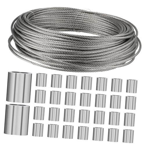 HEALLILY Hanging Wire Rope 304ss 25 Ft Length Wire Rope for Garden Aluminum Sleeves