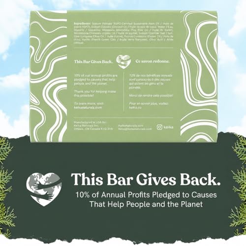 Image of Keika Tea Tree Soap Bar with French Green Clay for Eczema, Psoriasis, Face, Body, Men Women Teens with Oily Skin, 5 oz.