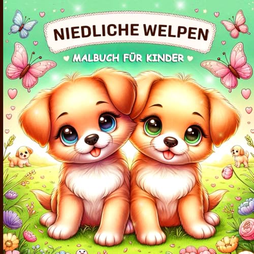 Niedliche Welpen Malbuch für Kinder