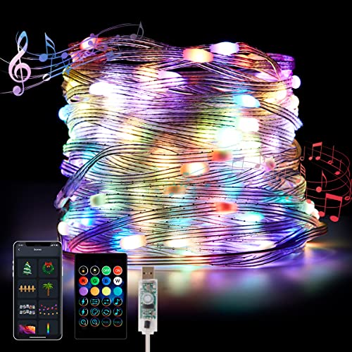 IPARTS EXPERT Smart Fairy String Lights 10M,100 LED RGB Music Sync Colour Changing, USB Powered, WiFi Remote APP Control Waterproof for Birthday Halloween Christmas Party Decor (Colors)