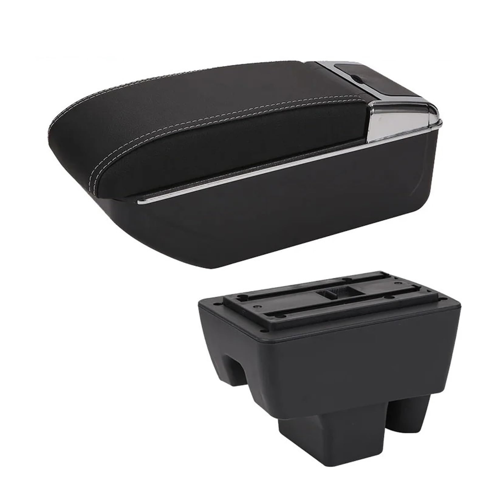 GBGWRMRYX Center Armrest Box For Polo 2020 2021 Car Interior Armrest Box Retrofit Details Storage Box Accessories Arm Rest(D3 Black white NoUSB)
