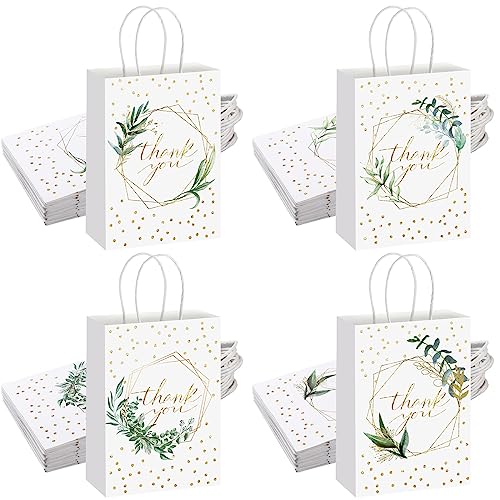 Colarr 48 Pcs Wedding Welcome Bags Greenery Thank You Gift Bag with Handle for Hotel Guests Bridal Tea Gifts Wedding Favors Graduation Bridal Shower Baby Shower Birthday, 6. 3 x 3. 2 x 8. 7 Inch