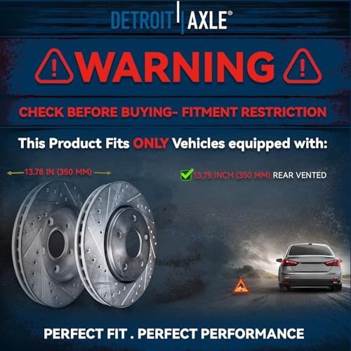 Image of Detroit Axle - Rear Brake Kit for Jeep 2012-2020 Grand Cherokee 2018-2020 Dodge Durango 13.78 inch inch Disc Brake Rotors Ceramic Brakes Pads with Hardware 2019 Replacement