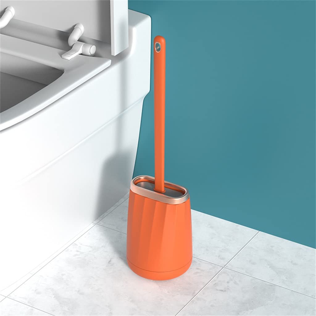 GETSTREE loo brush,toilet brushes, Silicone Toilet Brush Cleaning Brush Holder Toilet Brush Head Wall Mounted Cleaning Tool Bathroom Accessories(Orange)