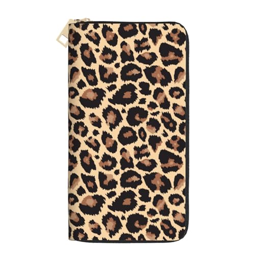 Leopard Print Wallet PU Leather, Cheetah Purse Phone Money Credit Card Holder